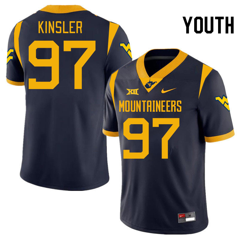 Youth #97 Elijah Kinsler West Virginia Mountaineers College 2024 New Uniforms Football Jerseys Stitc